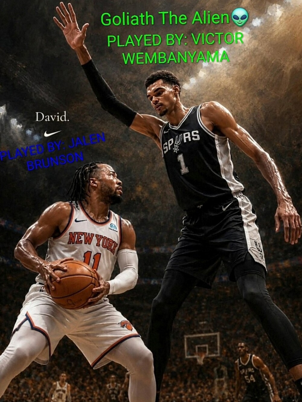 JALEN BRUNSON VS V.WEMBANYAMA 8.5x11 GLOSSY FULL PAGE NO BORDERS CREATED POSTER!